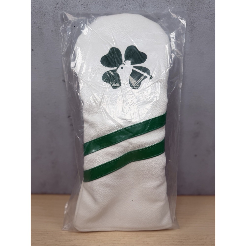Lucky Driver Golf Head Cover White And green Clover